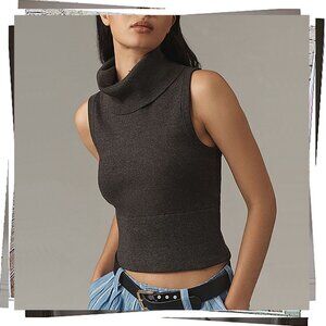 NWT: Gray Ultra High-Neck Sweater Tank (S) by Pilcro